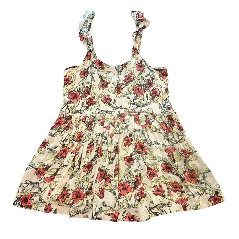Free People Women's Dear You Floral Lilly Ruffle Strap Mini Dress Size Small - Picture 4 of 6
